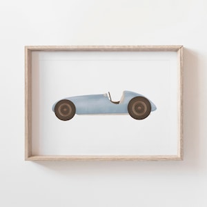 Vintage Race Car Print, Retro Car Poster, Printable Wall Art, Travel Nursery, Neutral Nursery Decor, Boys Room Decor, DIGITAL DOWNLOAD