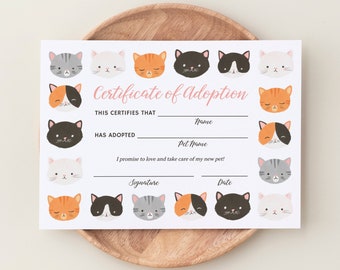 Editable Kitten Birthday Adoption Certificate Template, Printable Kitty Cat Birthday Adoption Sign, Adopt a Kitten Sign, DIGITAL DOWNLOAD