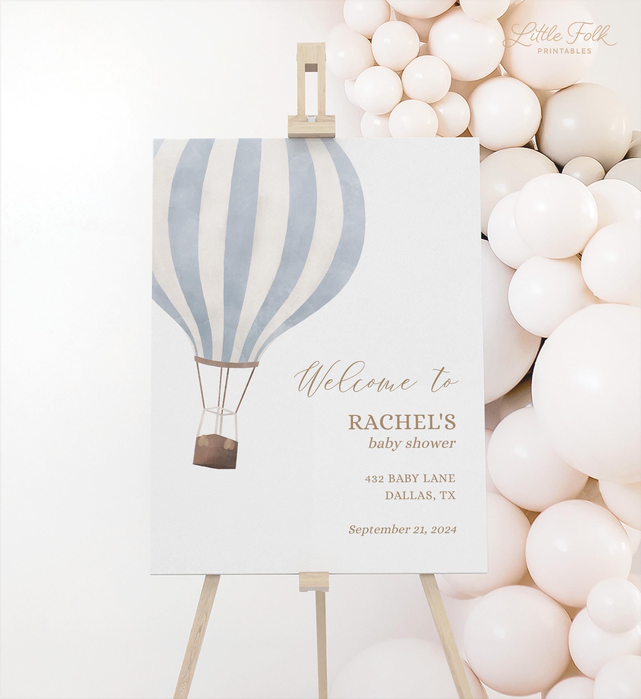 Scheda di previsione Baby Shower e Gender Reveal mongolfiera blu, scheda di previsione del bambino in francese da stampare, download immediato - Italia