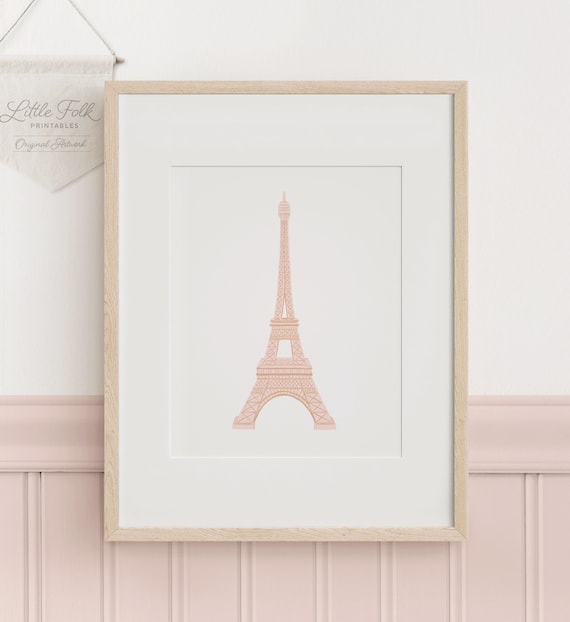 Eiffel Tower Print, French Inspired Nursery Decor, Girls Room Decor, PRINTABLE Paris Wall Art, Travel Nursery Decor, DIGITAL DOWNLOAD