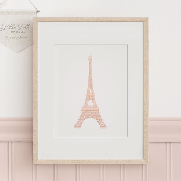 Eiffel Tower Print, French Inspired Nursery Decor, Girls Room Decor, PRINTABLE Paris Wall Art, Travel Nursery Decor, DIGITAL DOWNLOAD