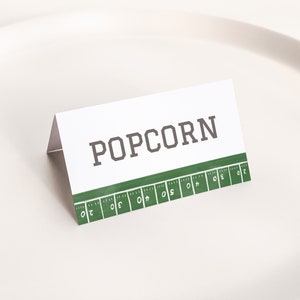 Modelo de etiqueta de comida para festa de aniversário de futebol editável, cartão de barraca de aniversário de 1 ano de futebol para impressão, DOWNLOAD DIGITAL
