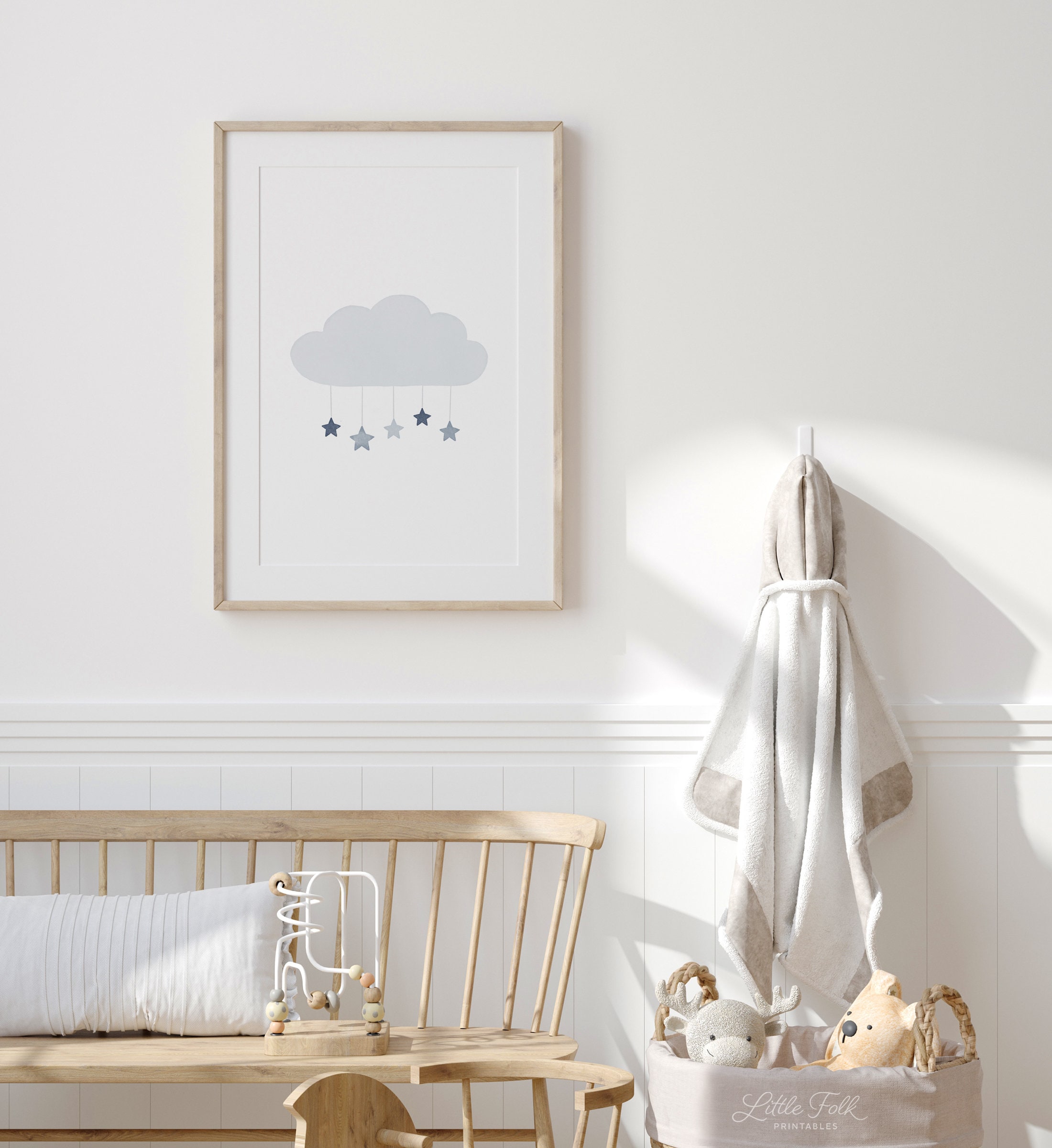 Blue Cloud Nursery Print Cloud and Stars Nursery Decor Etsy