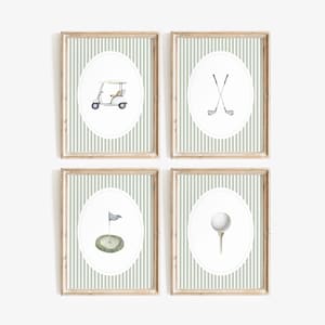 Sage Green Golf Nursery Prints Set of 4, Vintage Golf Nursery Wall Decor, Printable Golf Wall Art, Sage Boys Room Decor, DIGITAL DOWNLOAD