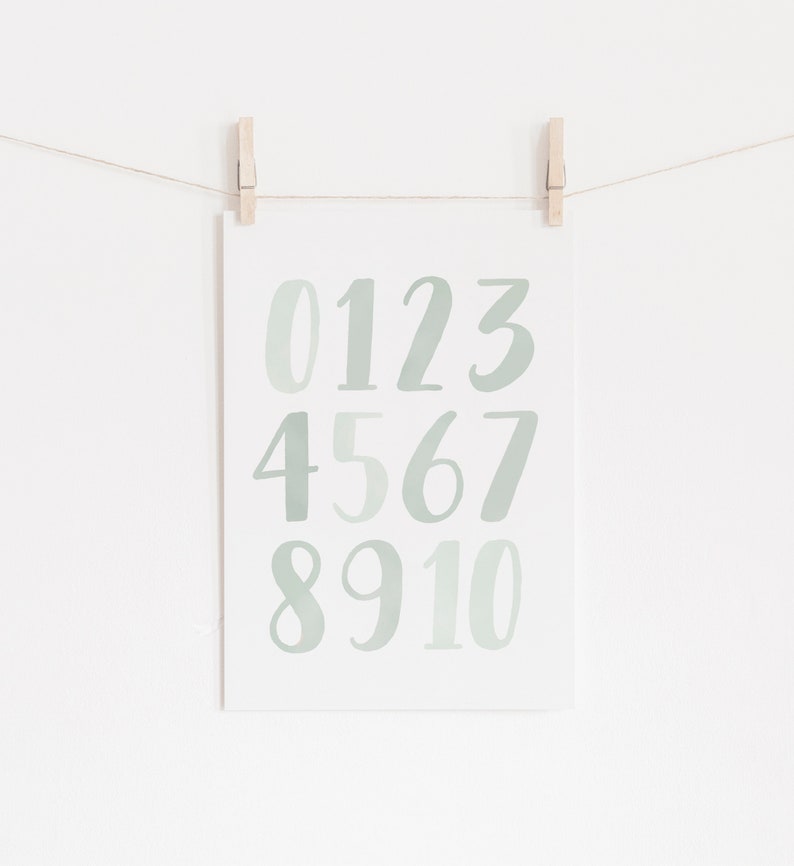 Mint Green Alphabet Poster ABC and Numbers Print Printable Etsy