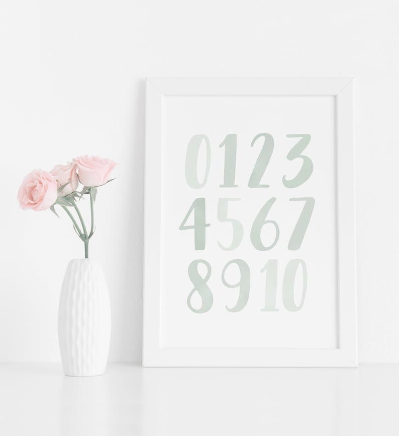 Mint Green Alphabet Poster ABC And Numbers Print Printable Etsy