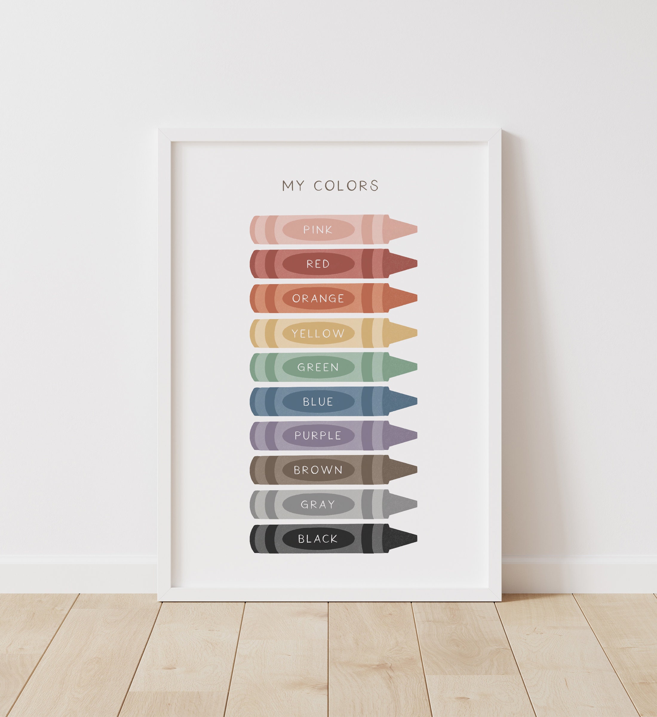 Educational Colors Poster Crayon Colors Print Printable Wall Etsy