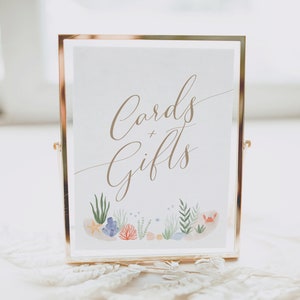 Onder de zee baby shower kaarten en geschenken teken, afdrukbare Oceaan baby shower cadeau tafel teken, digitale DOWNLOAD