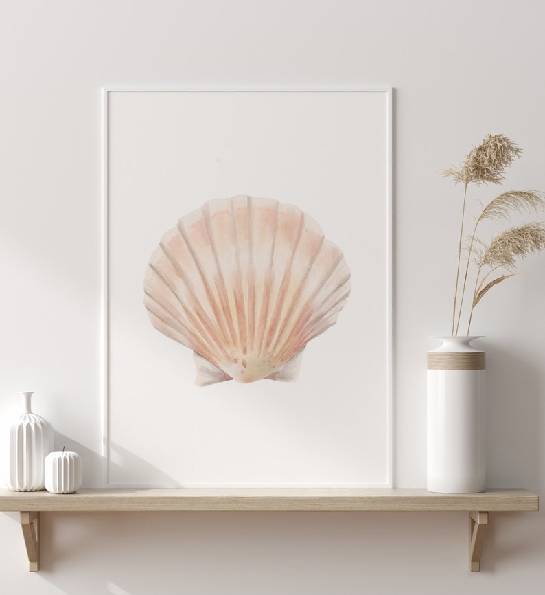 Sea Shell Print, Beach Nursery Decor, PRINTABLE Watercolor Sea Shell Wall Art, Coastal Home Decor, DIGITAL DOWNLOAD image 7