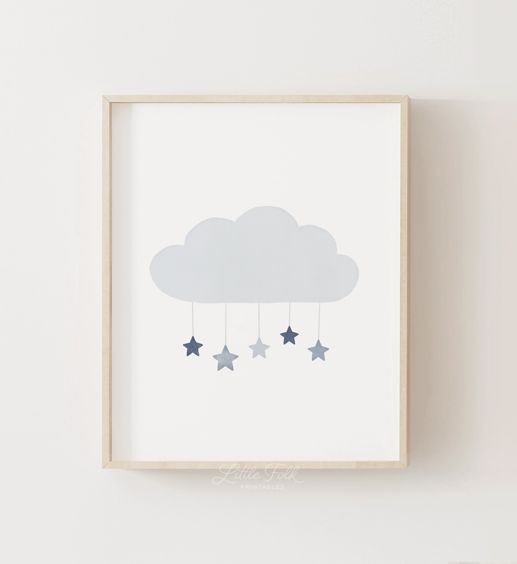Blue Cloud Nursery Print Cloud and Stars Nursery Decor Etsy