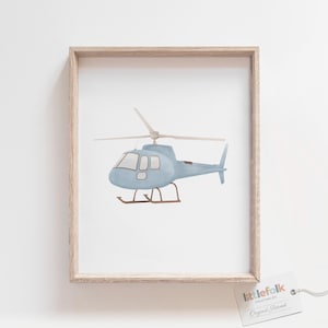 Impresión de helicóptero vintage, arte de pared de helicóptero, arte de pared de viaje imprimible, decoración de guardería de viaje, decoración de habitación de niños, DESCARGA DIGITAL