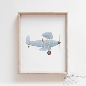 Vintage Plane Print, Biplane Wall Art, Printable Travel Wall Art, Travel Nursery Decor, Boys Room Decor, DIGITAL DOWNLOAD