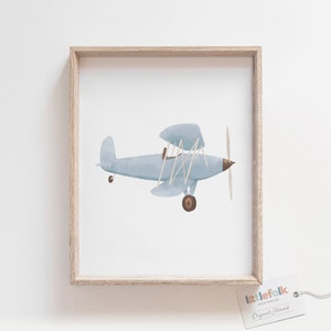 impression d&#39;avion vintage, art mural avion, art mural de voyage imprimable, décoration de chambre d&#39;enfant de voyage, décoration de chambre de garçons, téléchargement numérique