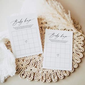 Minimalistisches Baby Shower Bingo Spiel, modernes Baby Shower Spiel, schwarze Kalligraphie Bingo, DIGITAL DOWNLOAD