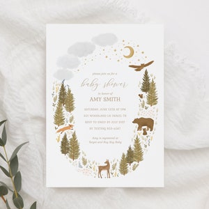 Woodland Baby Shower Invitation, Woodland Animals Baby Shower Invite, Printable Invitation Template, DIGITAL DOWNLOAD image 6