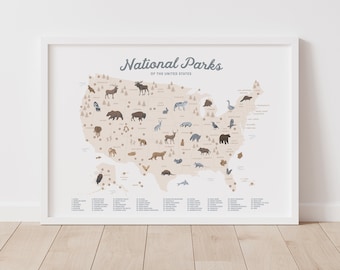 Parc national Art, Woodland Nursery Decor, Baby Room Decor, Boys Room Decor, Nursery Wall Art, Randonnée Decor, DIGITAL DOWNLOAD