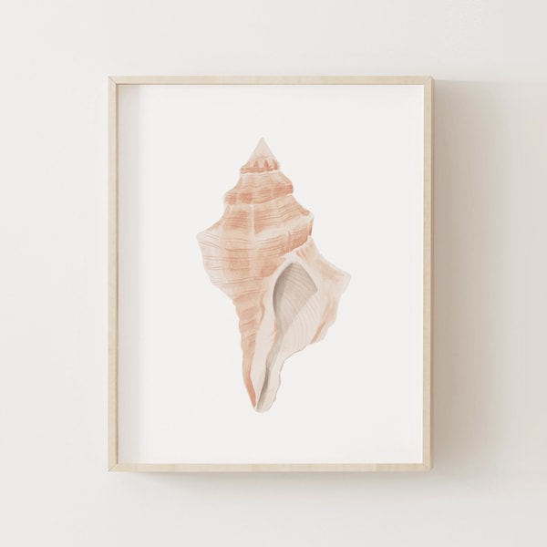 Conch Shell Print, Beach Nursery Decor, Printable Watercolor Sea Shell Wall Art, Coastal Home Decor, DIGITAL DOWNLOAD