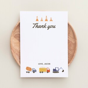 Bewerkbare bouw verjaardagsfeest dank u kaart sjabloon, afdrukbare platte dank u kaart, digitale download