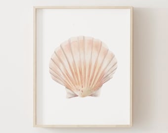 Sea Shell Print, Beach Nursery Decor, PRINTABLE Watercolor Sea Shell Wall Art, Coastal Home Decor, DIGITAL DOWNLOAD