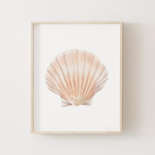 Sea Shell Print, Beach Nursery Decor, PRINTABLE Watercolor Sea Shell Wall Art, Coastal Home Decor, DIGITAL DOWNLOAD