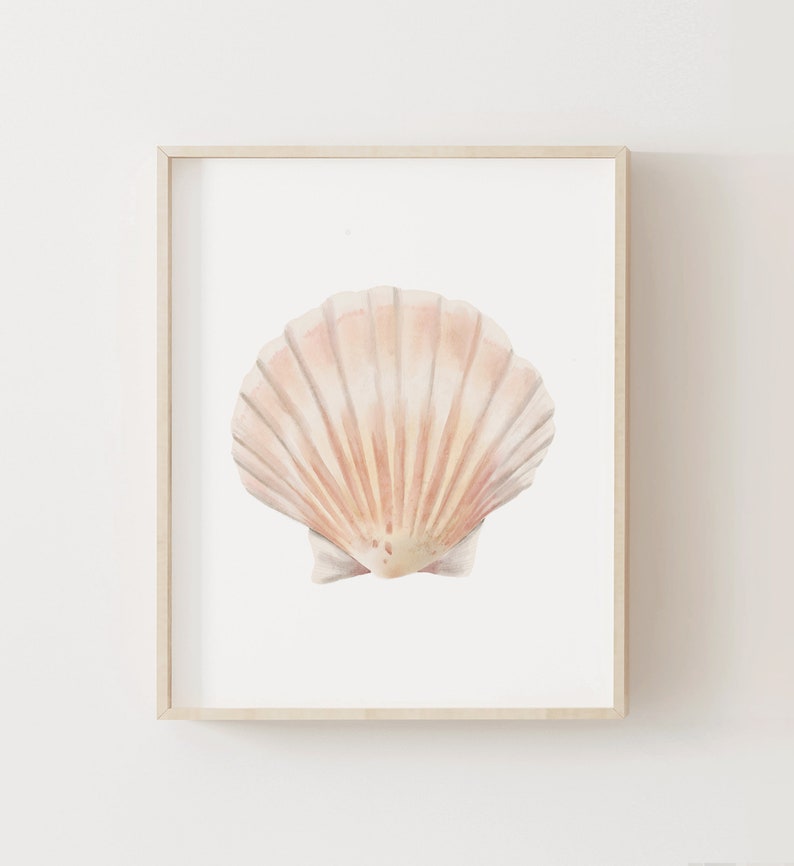 Sea Shell Print, Beach Nursery Decor, PRINTABLE Watercolor Sea Shell Wall Art, Coastal Home Decor, DIGITAL DOWNLOAD imagem 1