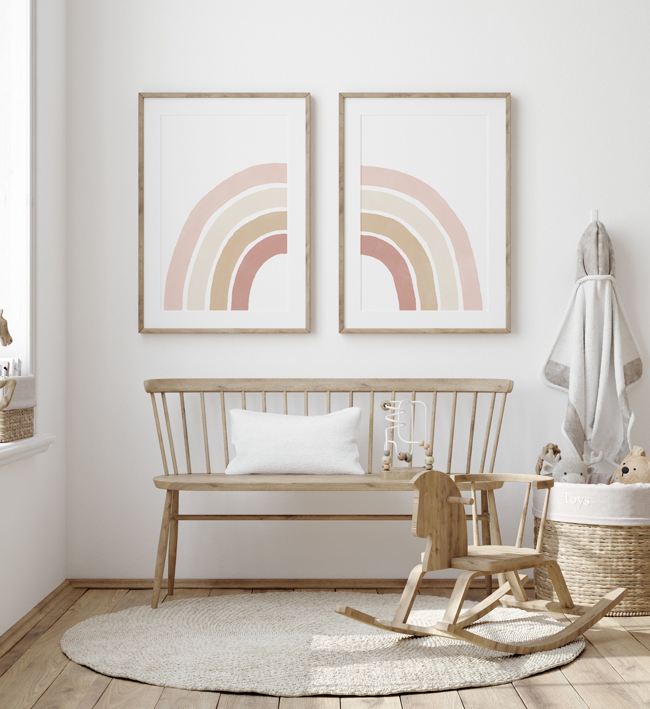 Neutral Rainbow Wall Art Set of 2 Prints Rainbow Nursery Etsy