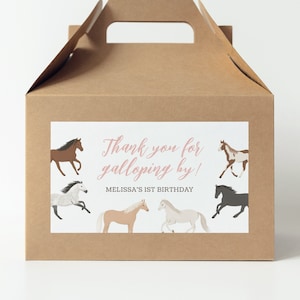 Editable Horse Birthday Party Gable Box Label Template, Printable Horse Birthday Favor Box Sticker, DIGITAL DOWNLOAD