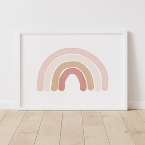 Pink Boho Rainbow Wall Art, Rainbow Nursery Decor, Printable Rainbow Wall Art, Girls Room Decor, DIGITAL DOWNLOAD