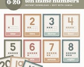 Ten Frame Numbers Classroom Posters, Printable Modern Counting 0-20 Bulletin Board Decor, Editable Teacher Template (Digital Download)
