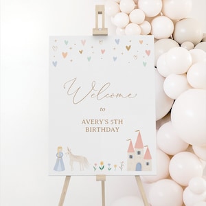 Editable Princess Birthday Welcome Sign Template, Printable Princess Castle Welcome Sign, DIGITAL DOWNLOAD