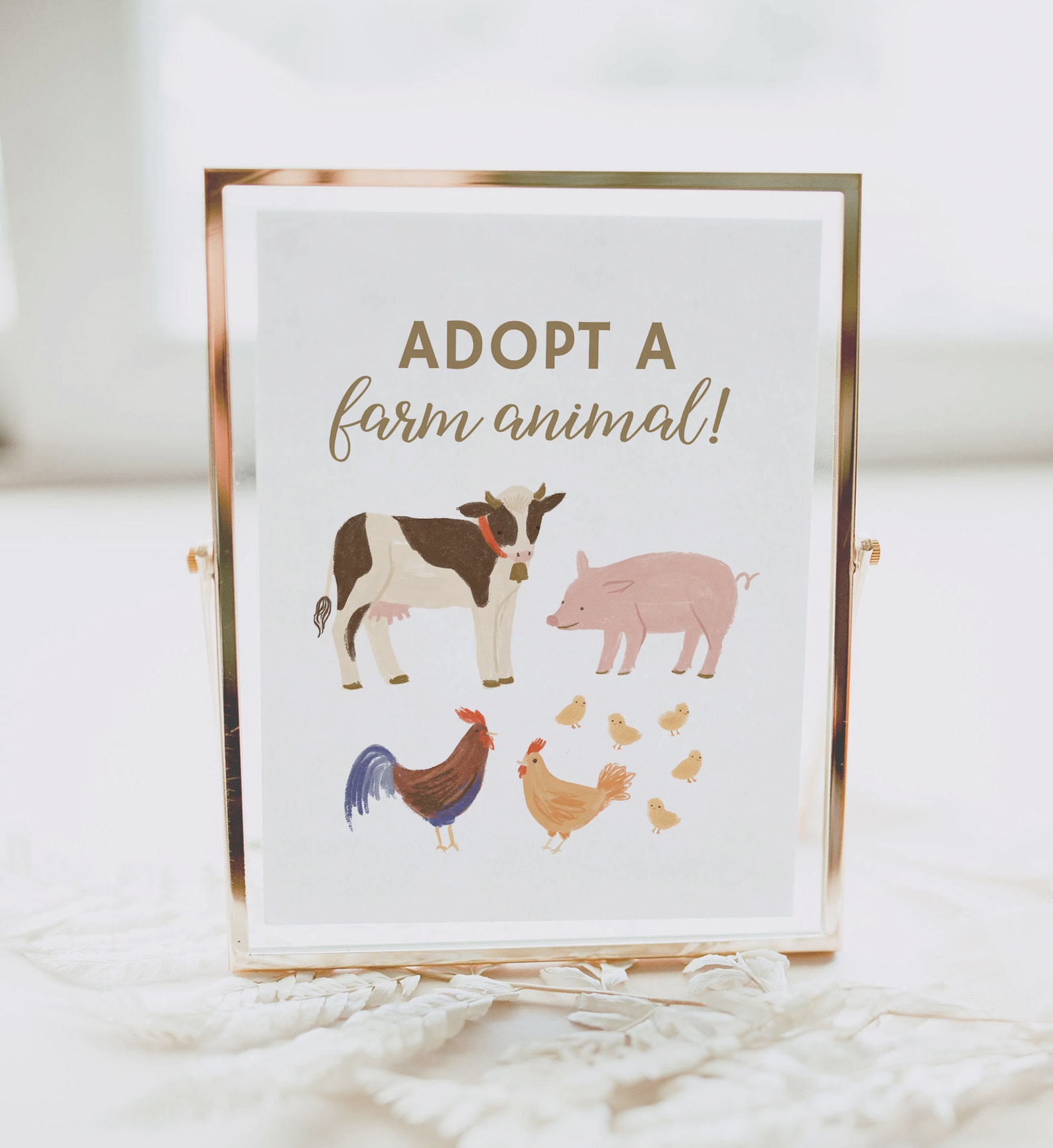 Farm Birthday Party Adopt a Farm Animal Sign, Printable Barnyard ...