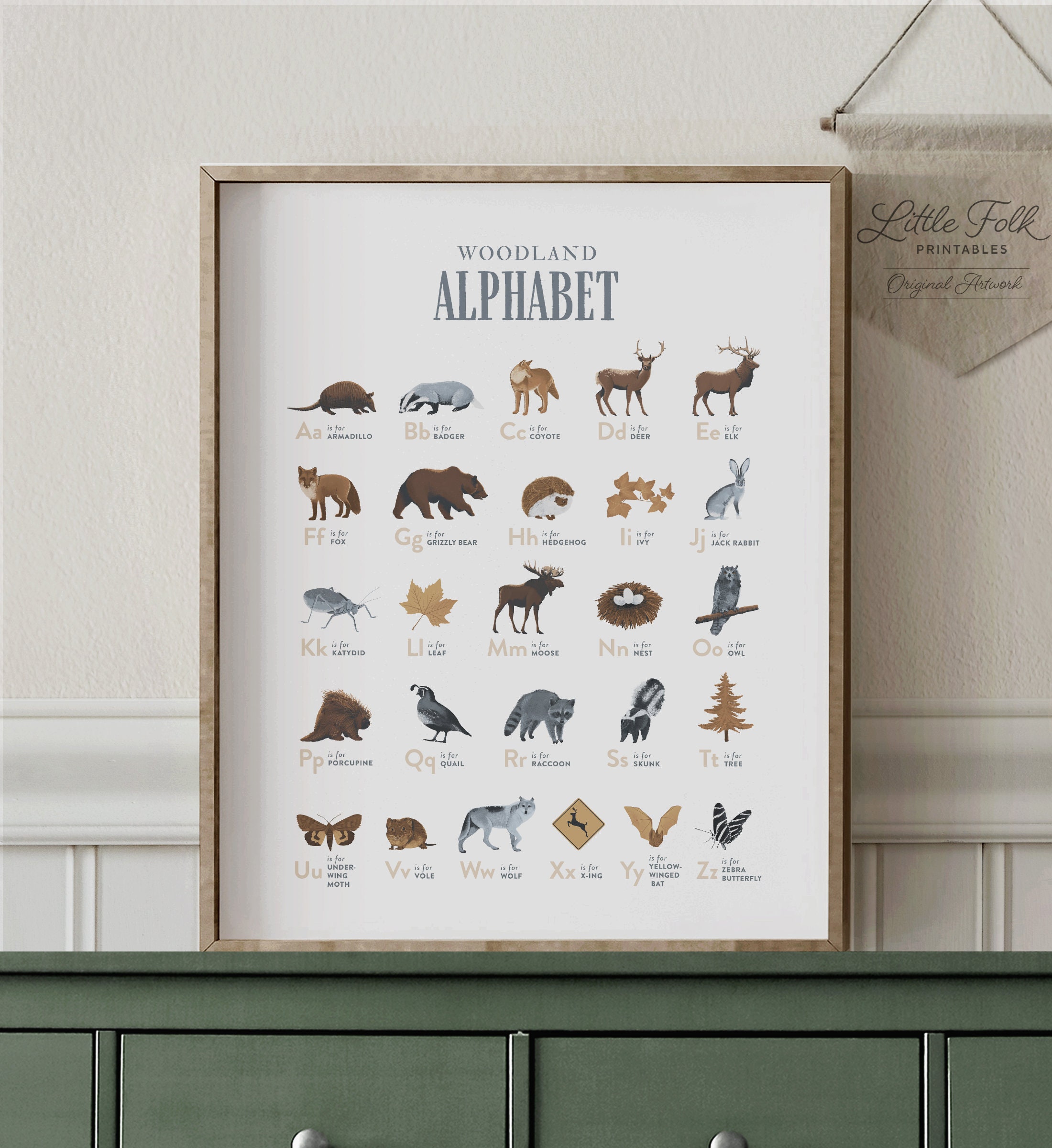 Woodland Alphabet Poster, Printable Wall Art, Animal ABC Print ...