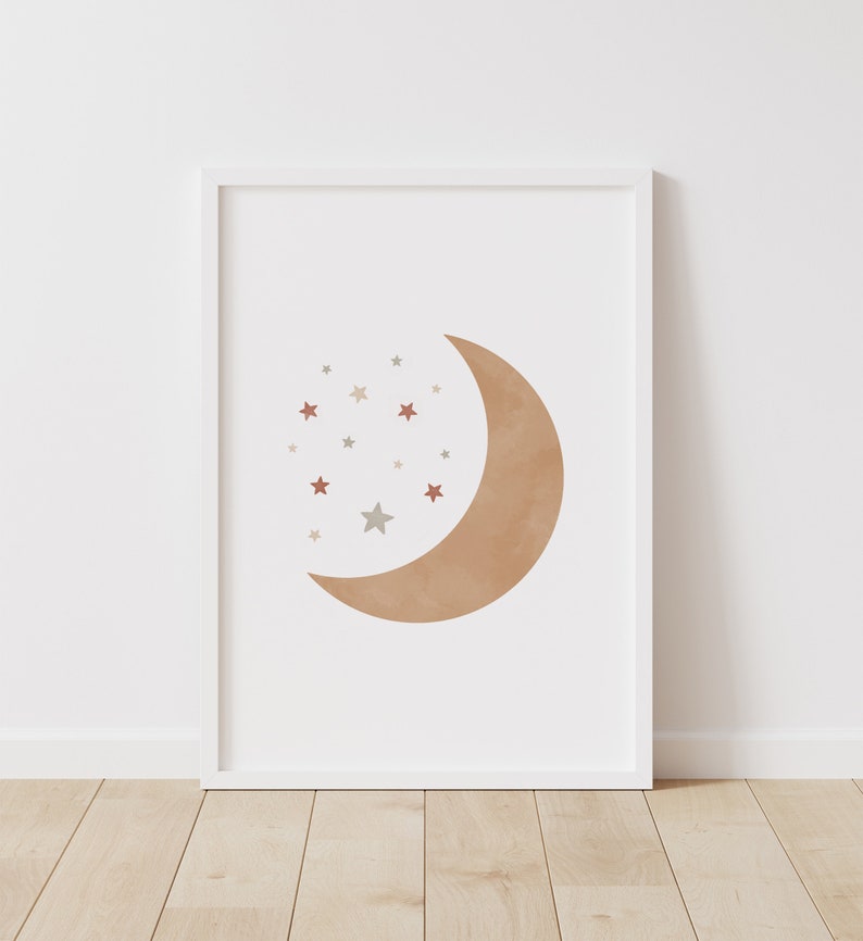 Neutral Cloud Moon and Sun Set of 3 Prints, Gender Neutral Nursery ...