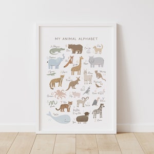 Animal Alphabet Poster, PRINTABLE Wall Art, Educational ABC Poster, Kids Room Decor, Nursery Wall Art, Nursery Decor, Digital Download