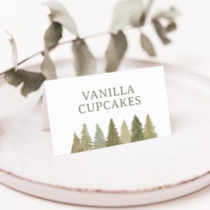 Editable Woodland Baby Shower Place Card Template, Printable Woodland Baby Shower Tent Card, DIGITAL DOWNLOAD