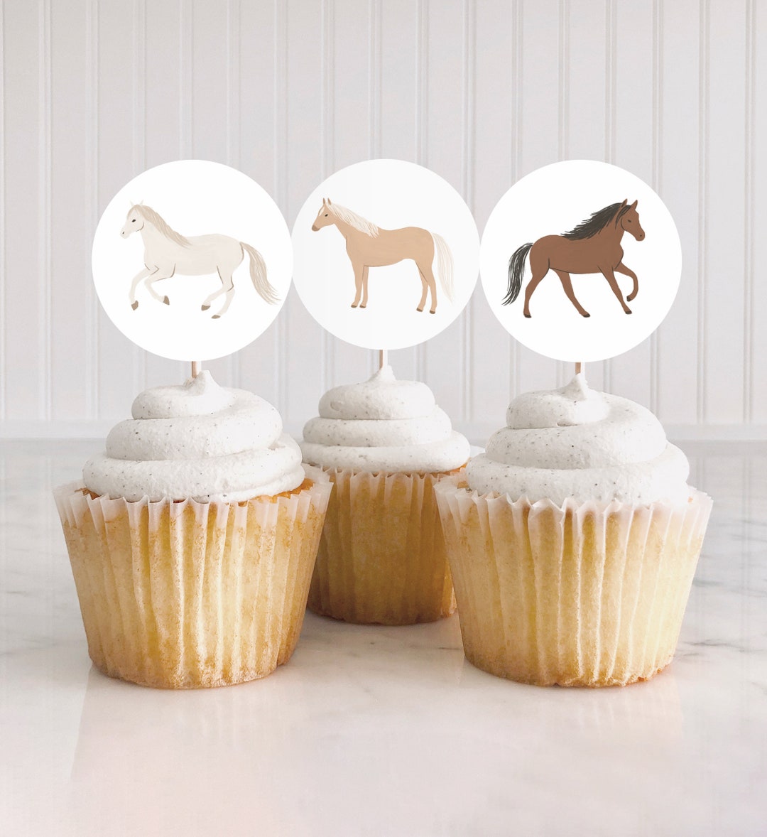 Editable Horse Birthday Cupcake Toppers, Printable Pony Birthday Decor ...