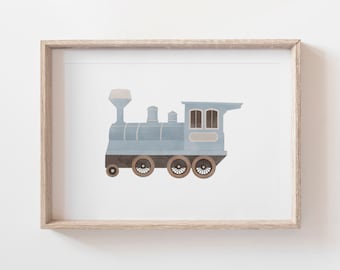 Train Poster, Printable Train Wall Art, Steam Locomotive, Transportation Decor, Boys Room Decor, DIGITAL DOWNLOAD
