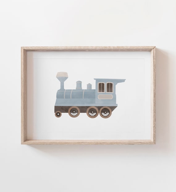 Train Poster, Printable Train Wall Art, Steam Locomotive, Transportation Decor, Boys Room Decor, DIGITAL DOWNLOAD