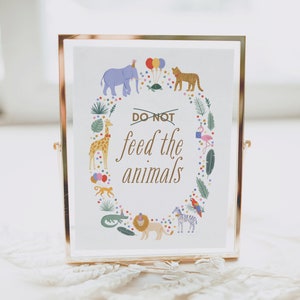 Jungle Birthday Do Not Feed the Animals Sign, Safari Birthday Party Decor, Party Animals Food Table Sign, DIGITAL DOWNLOAD
