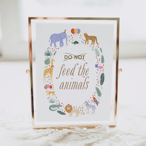 Jungle Birthday Do Not Feed the Animals Sign, Safari Birthday Party Decor, Party Animals Food Table Sign, DIGITAL DOWNLOAD