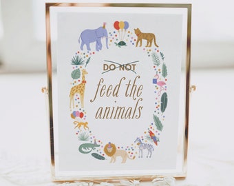 Jungle Birthday Do Not Feed the Animals Sign, Safari Birthday Party Decor, Party Animals Food Table Sign, DIGITAL DOWNLOAD