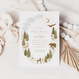 Woodland Baby Shower Invitation, Woodland Animals Baby Shower Invite, Printable Invitation Template, DIGITAL DOWNLOAD image 5