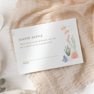 Unter dem Meer Windel Gewinnspiel Ticket Vorlage, Ozean Baby Shower Windel Gewinnspiel Karteneinsatz, druckbare Vorlage, DIGITAL DOWNLOAD