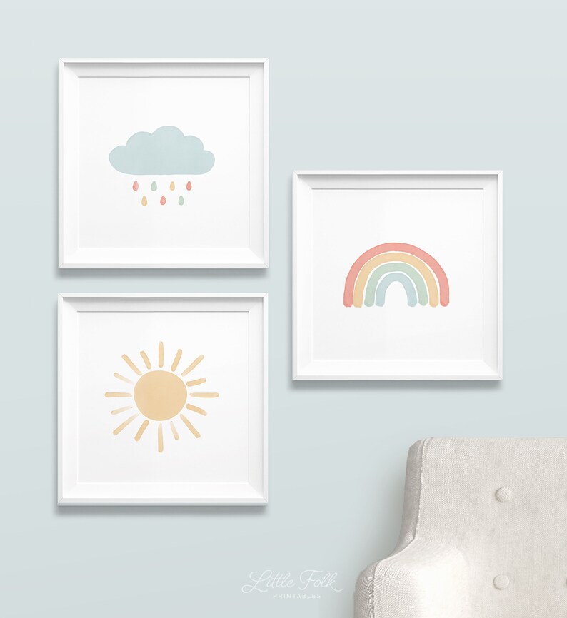 Rainbow Wall Art Rainbow Prints Set of 3 Rainbow Nursery Etsy