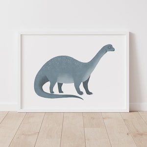 Blue Dinosaur Print, Dinosaur Nursery Decor, Brontosaurus Poster, PRINTABLE Dinosaur Wall Art, Boys Room Decor, DIGITAL DOWNLOAD