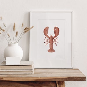 Watercolor Lobster Print, Beach Nursery Decor, Nautical Decor, PRINTABLE Lobster Wall Art, Coastal Home Decor, DIGITAL DOWNLOAD image 4