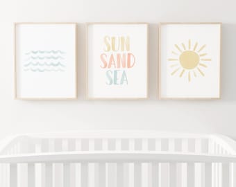 Beach Nursery Decor, Set of 3 Coastal Nursery Prints,Printable Surf Wall Art, Kids Room Decor, DIGITAL DOWNLOAD