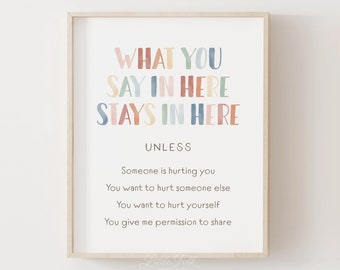 What You Say in Here Stays in Here Print, Counseling Office Decor, Counseling Confidentiality Poster, Classroom Decor, DIGITAL DOWNLOAD