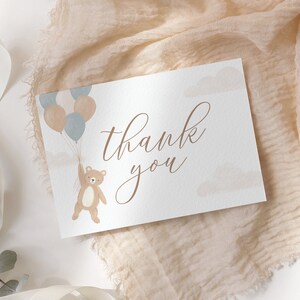 Modificabile We Can Bearly Wait Baby Shower Modello di biglietto di ringraziamento, Biglietto di ringraziamento piegato orsacchiotto stampabile, DOWNLOAD DIGITALE