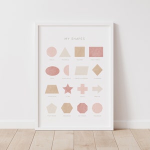 Neutral Shapes Print, Printable Educational Wall Art, Montessori Nursery Poster, Homeschool Classroom Decor, DIGITAL DOWNLOAD